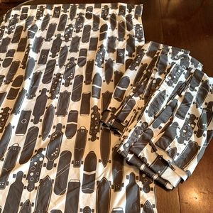 Black and white skateboard curtains 28”x 62”